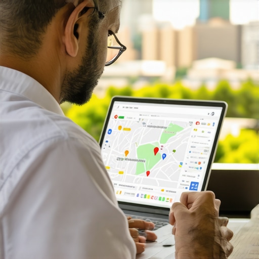 Business owner reviewing Google Maps analytics in Atlanta