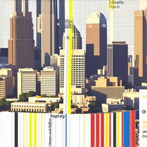 Atlanta Cityscape with Google Maps Interface Atlanta city skyline with Google Maps overlay highlighting local search features.
