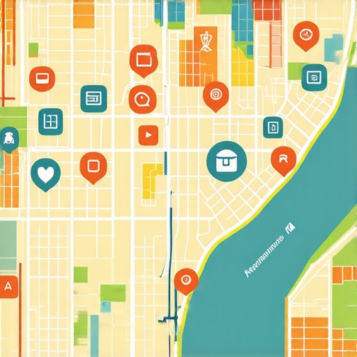 Digital map of Atlanta highlighting SEO tactics and local search optimization.
