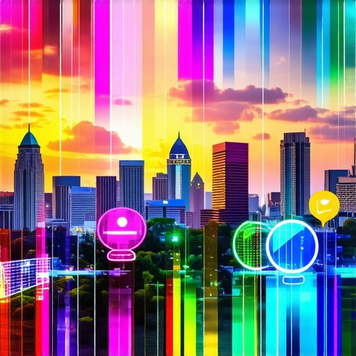 Atlanta city skyline with digital marketing icons representing local SEO