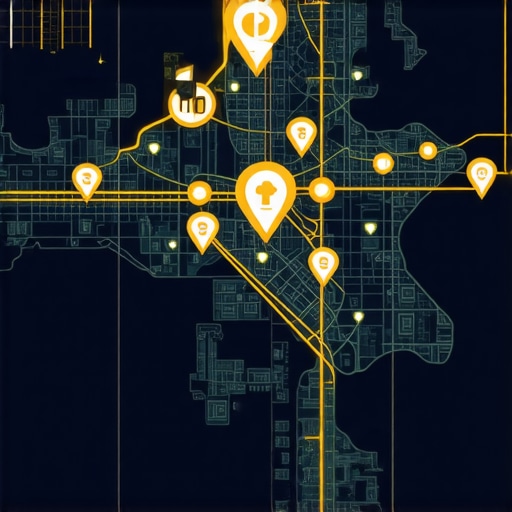 Atlanta city map with SEO and analytics overlays