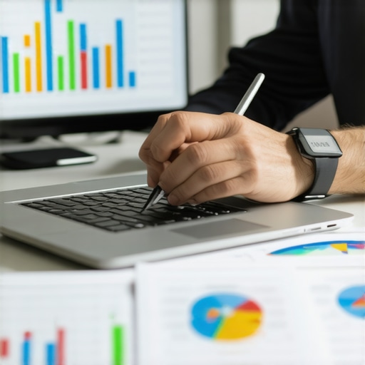 Business owner reviewing local SEO performance data on a laptop.