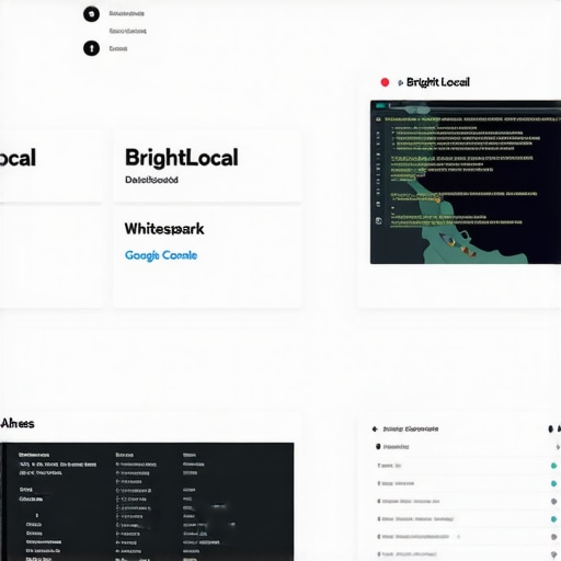 Screenshot of local SEO management tools dashboard with BrightLocal, Whitespark, Ahrefs, and Google Search Console.