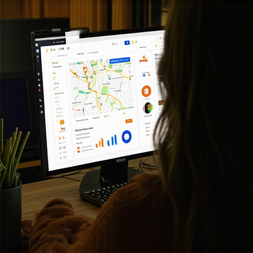 Monitoring Google Maps Analytics and Reviews Person analyzing Google Maps performance metrics on a laptop, emphasizing ongoing maintenance