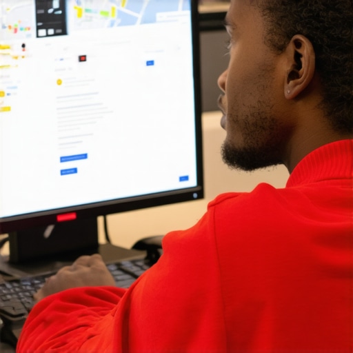 Business owner working on Google My Business profile on a laptop in Atlanta