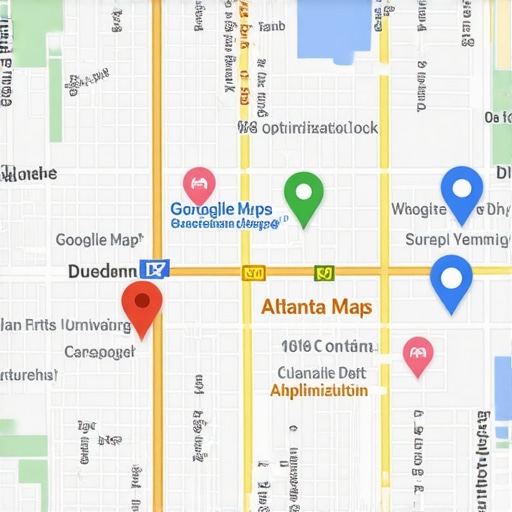 Map of Atlanta highlighting local businesses for Google Maps optimization