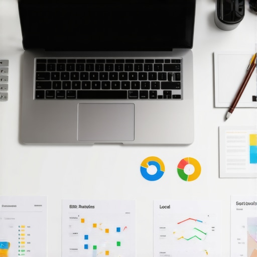 Laptop displaying Google Maps analytics with charts and SEO tools for Atlanta