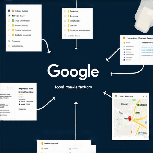 Diagram showing various factors influencing Google's local maps rankings.