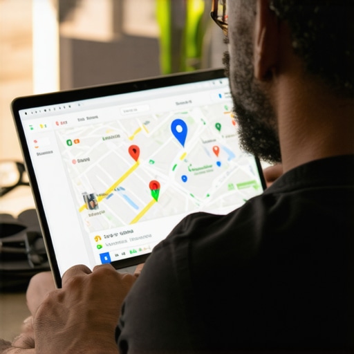 Atlanta business owner strategizing online profile updates for local SEO.