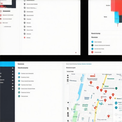 Screenshot showing SEO and review management tools open in a workspace with Atlanta maps in the background