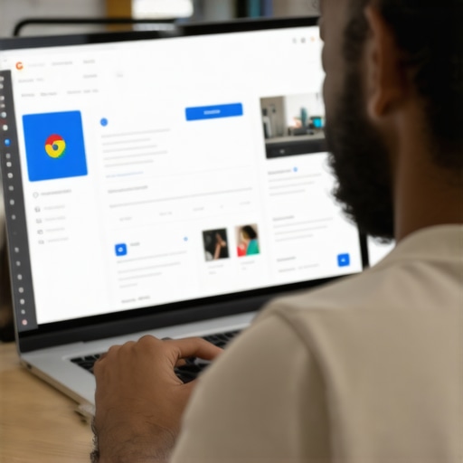 Business owner editing Google My Business listing on laptop.