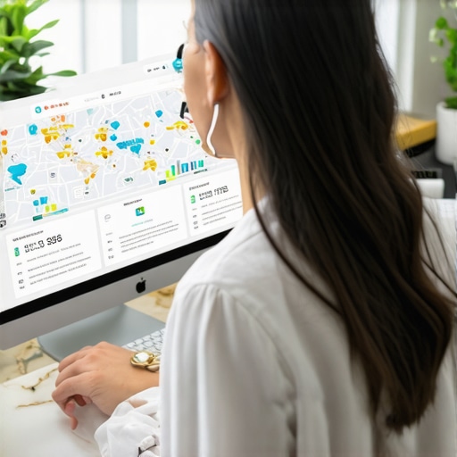 Person analyzing Google Maps ranking data on a laptop