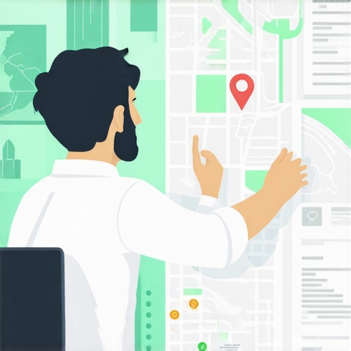 Business owner studying SEO strategies on a digital map of Atlanta