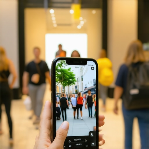 Smartphone recording a lively Atlanta storefront to enhance GMB profile