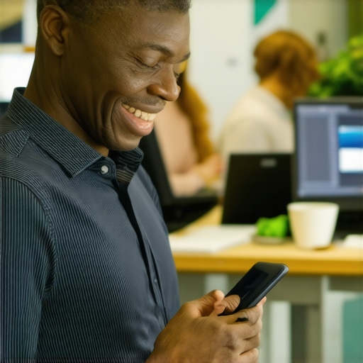 Business owner actively responding to customer inquiries on devices in storefront setting.