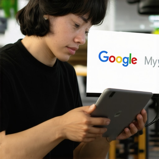 Business owner working on Google My Business listing on computer