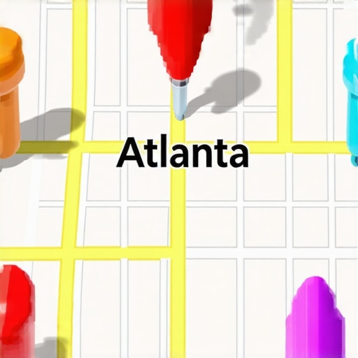 Illustration of Atlanta map showing local SEO and Google Maps optimization tactics.
